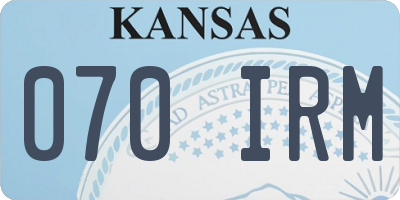 KS license plate 070IRM