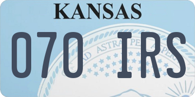 KS license plate 070IRS