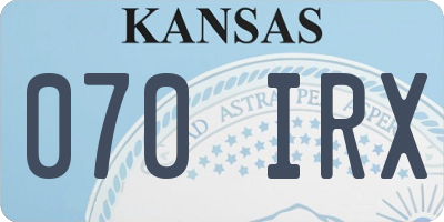 KS license plate 070IRX