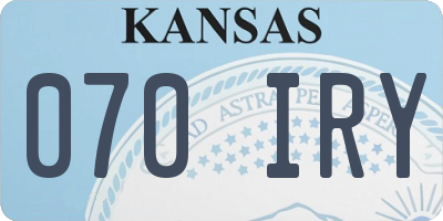 KS license plate 070IRY