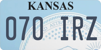 KS license plate 070IRZ