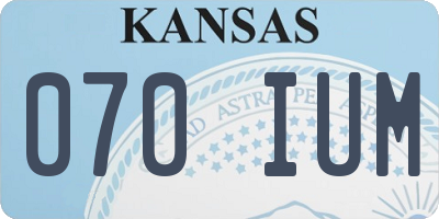 KS license plate 070IUM