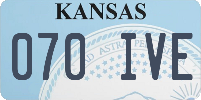 KS license plate 070IVE