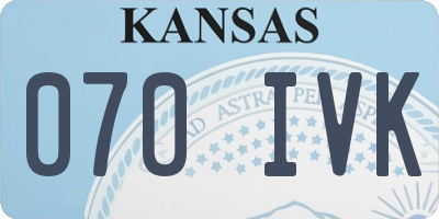 KS license plate 070IVK