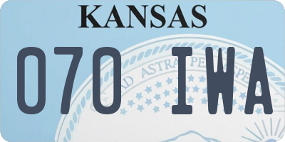 KS license plate 070IWA