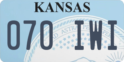 KS license plate 070IWI