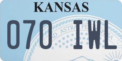KS license plate 070IWL