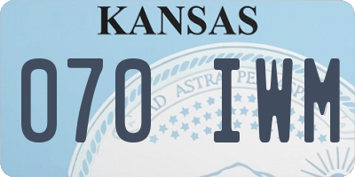 KS license plate 070IWM