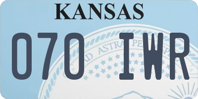 KS license plate 070IWR
