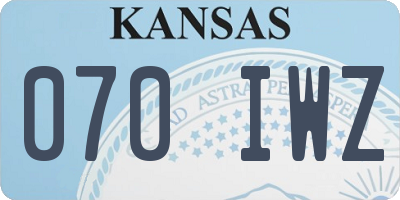 KS license plate 070IWZ