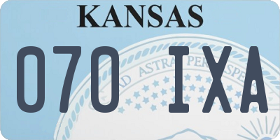 KS license plate 070IXA