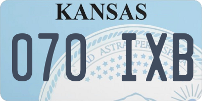KS license plate 070IXB