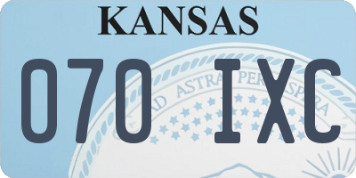 KS license plate 070IXC