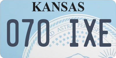 KS license plate 070IXE