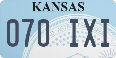KS license plate 070IXI
