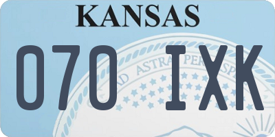 KS license plate 070IXK