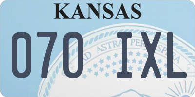 KS license plate 070IXL