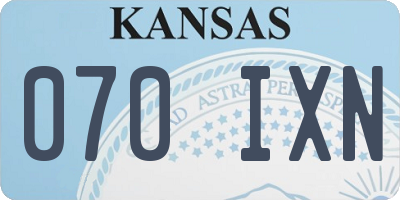 KS license plate 070IXN