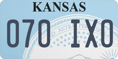 KS license plate 070IXO