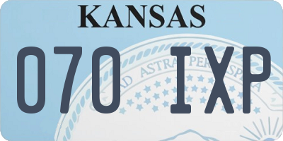 KS license plate 070IXP