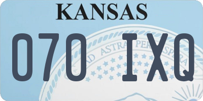 KS license plate 070IXQ