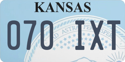 KS license plate 070IXT