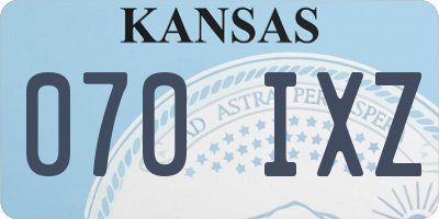 KS license plate 070IXZ