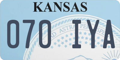 KS license plate 070IYA