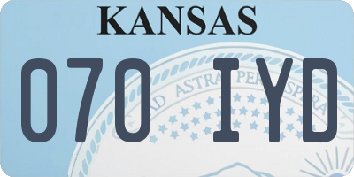 KS license plate 070IYD