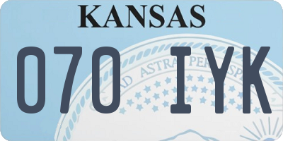 KS license plate 070IYK
