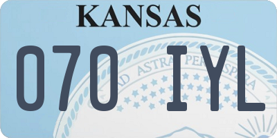KS license plate 070IYL