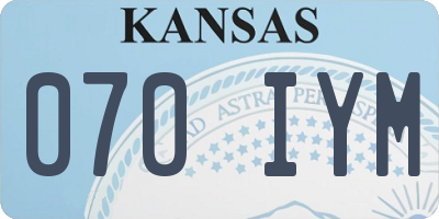 KS license plate 070IYM
