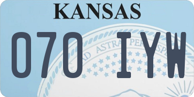 KS license plate 070IYW