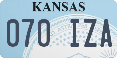 KS license plate 070IZA