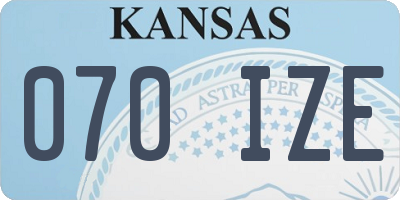 KS license plate 070IZE