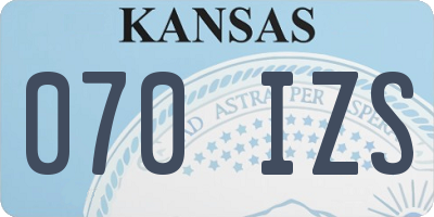 KS license plate 070IZS