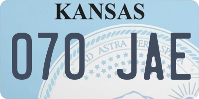 KS license plate 070JAE