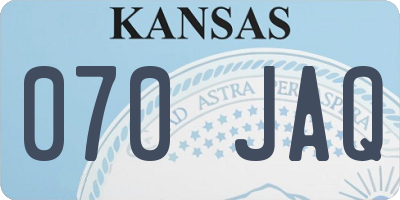 KS license plate 070JAQ