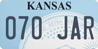 KS license plate 070JAR
