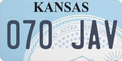 KS license plate 070JAV