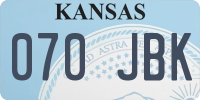 KS license plate 070JBK