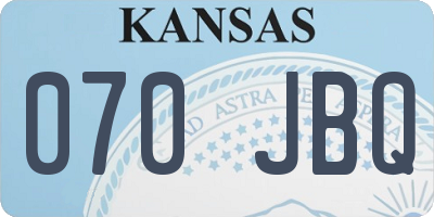 KS license plate 070JBQ