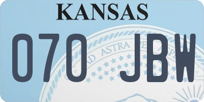 KS license plate 070JBW