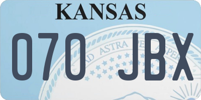 KS license plate 070JBX