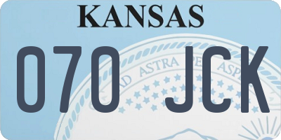 KS license plate 070JCK