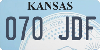 KS license plate 070JDF