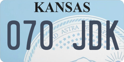 KS license plate 070JDK