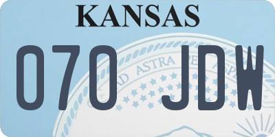 KS license plate 070JDW