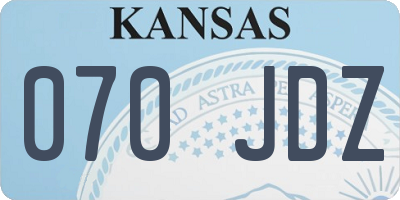 KS license plate 070JDZ