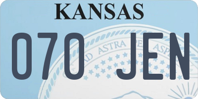 KS license plate 070JEN